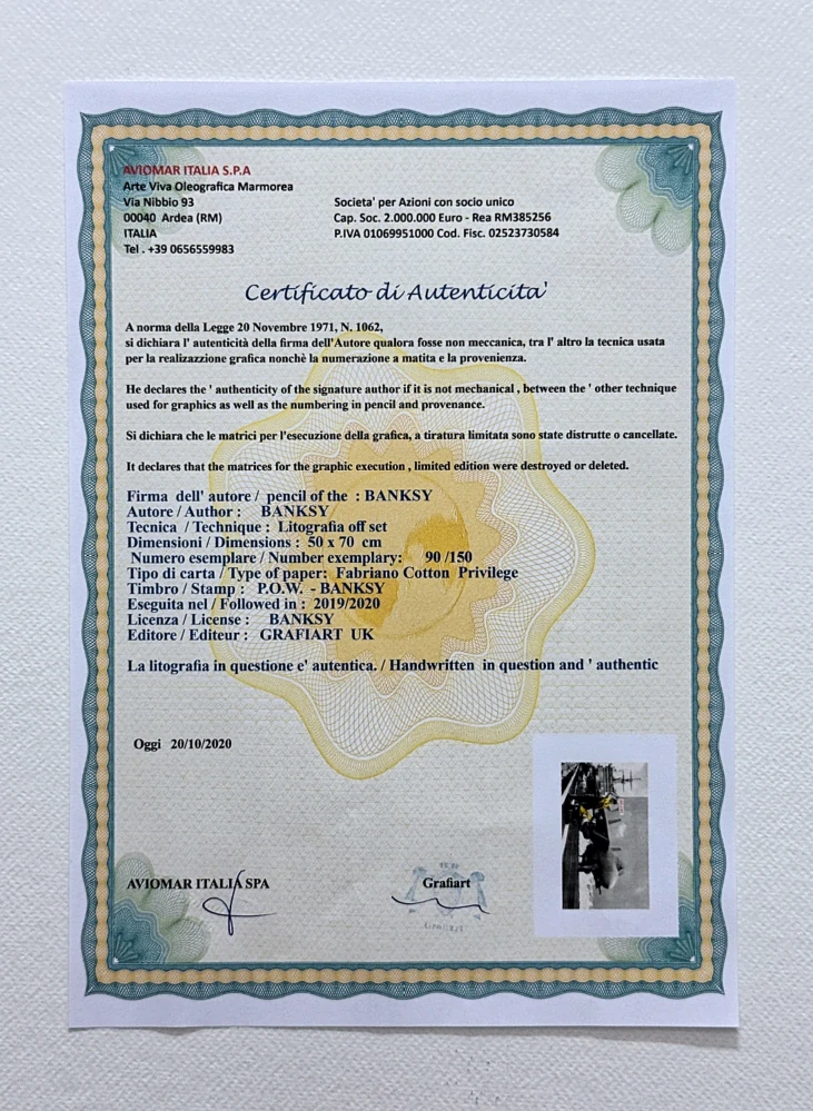 Banksy - Applause 90/150 - číslovaná edice s certifikátem, 70x50cm