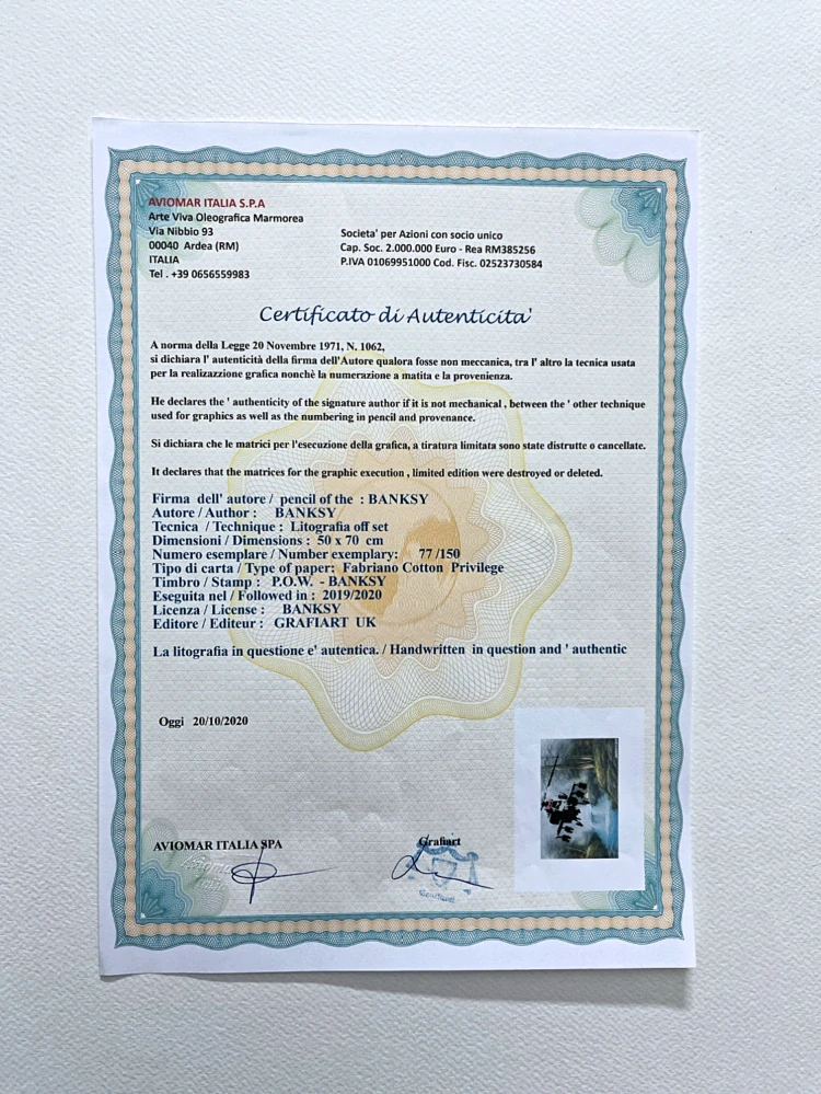 Banksy - Corrupted Oil 77/150 - číslovaná edice s certifikátem, 70x50cm