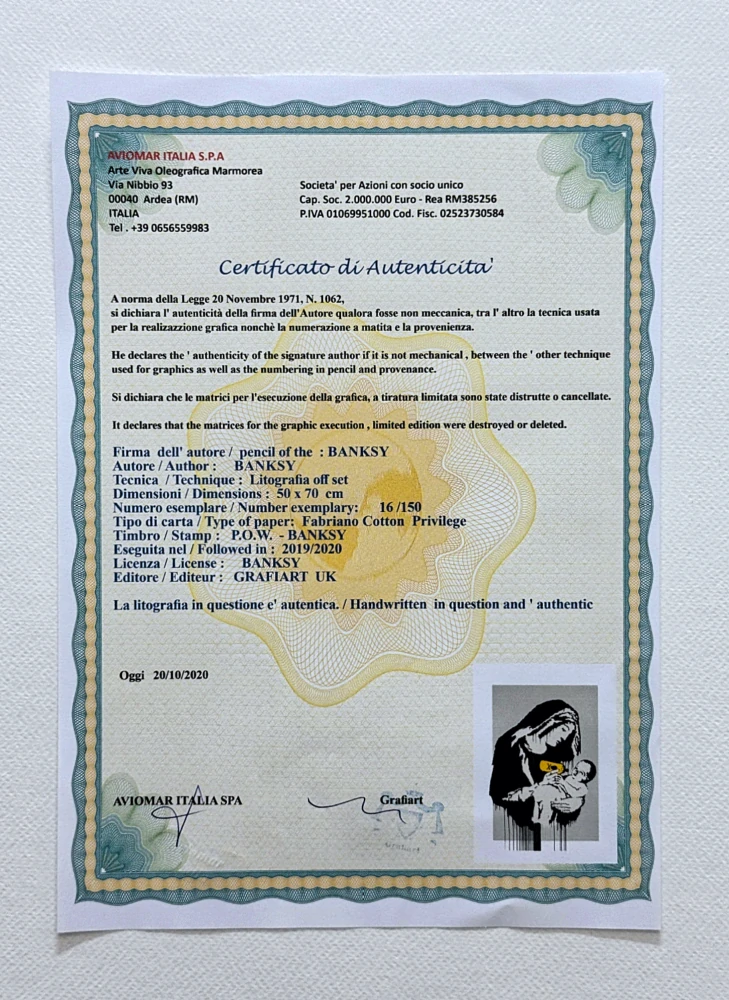 Banksy - Toxic Mary 16/150 - číslovaná edice s certifikátem, 50x70cm