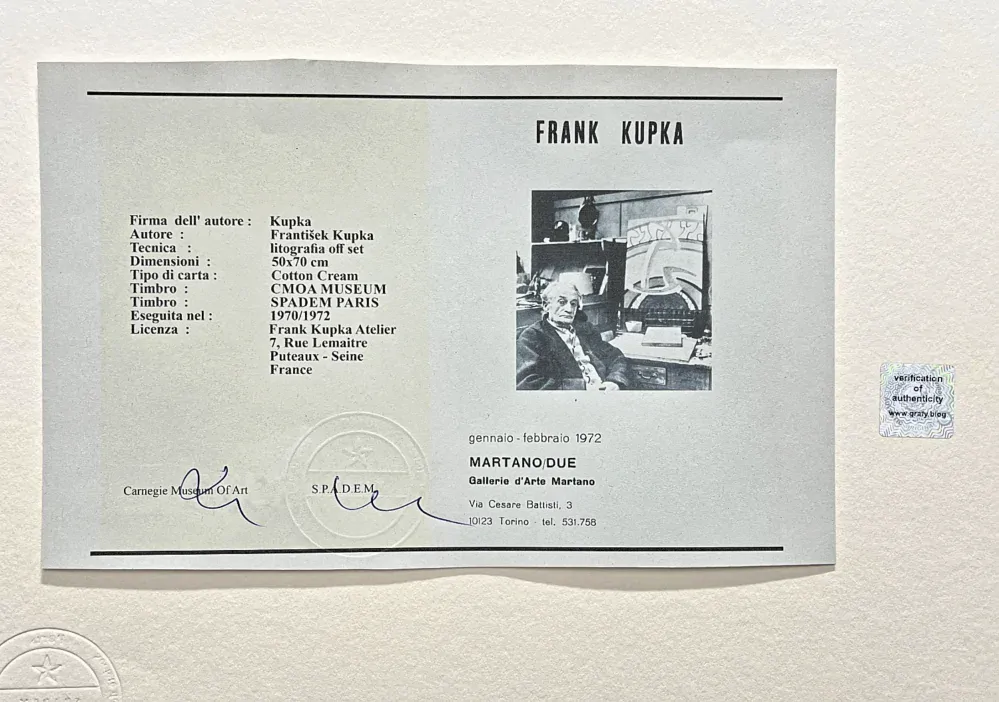 František Kupka - Kompozice v oranžové 48/350 - limitovaná edice s certifikátem, 50x70cm
