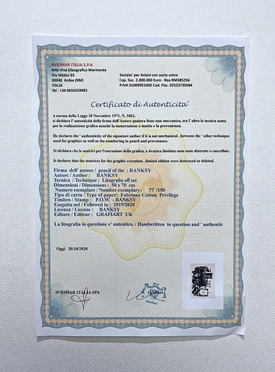 Banksy - Morons 77/150 - číslovaná edice s certifikátem, 70x50cm