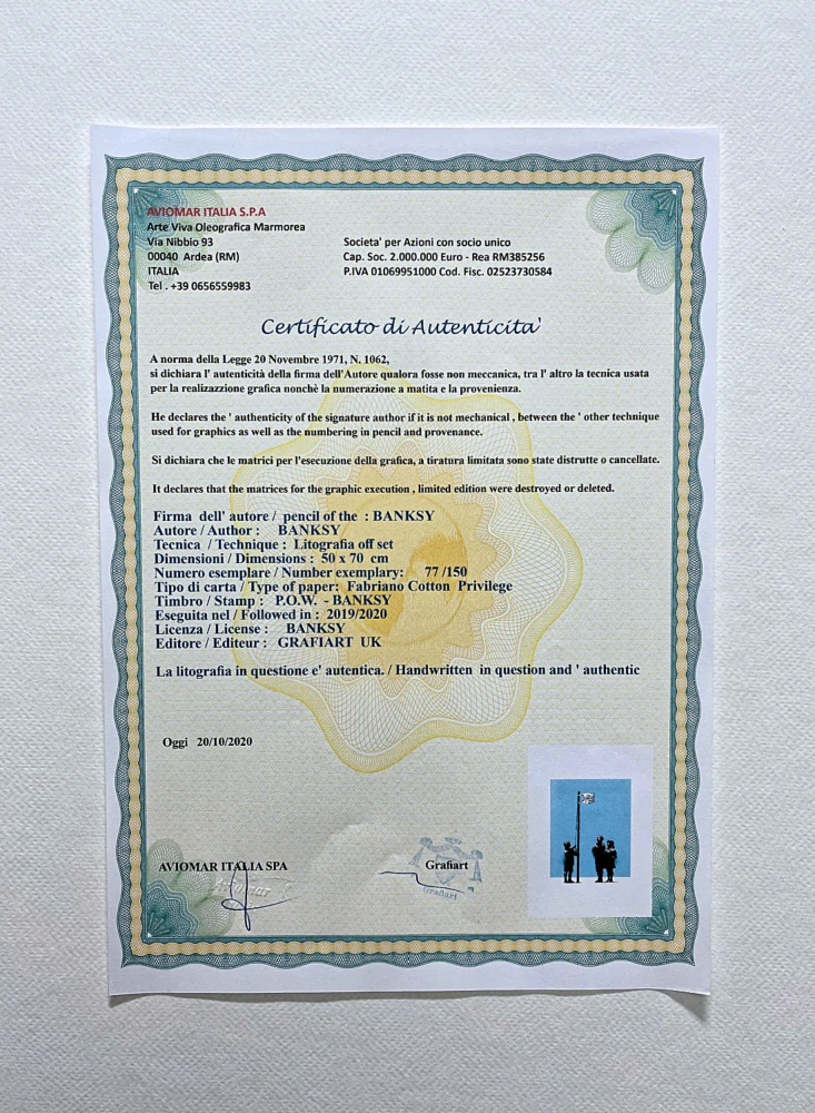Banksy - Very little helps 77/150 - číslovaná edice s certifikátem, 50x70cm