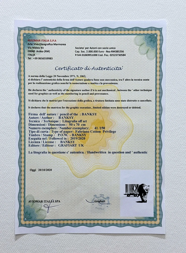 Banksy - Barcode 41/150 - číslovaná edice s certifikátem, 50x70cm