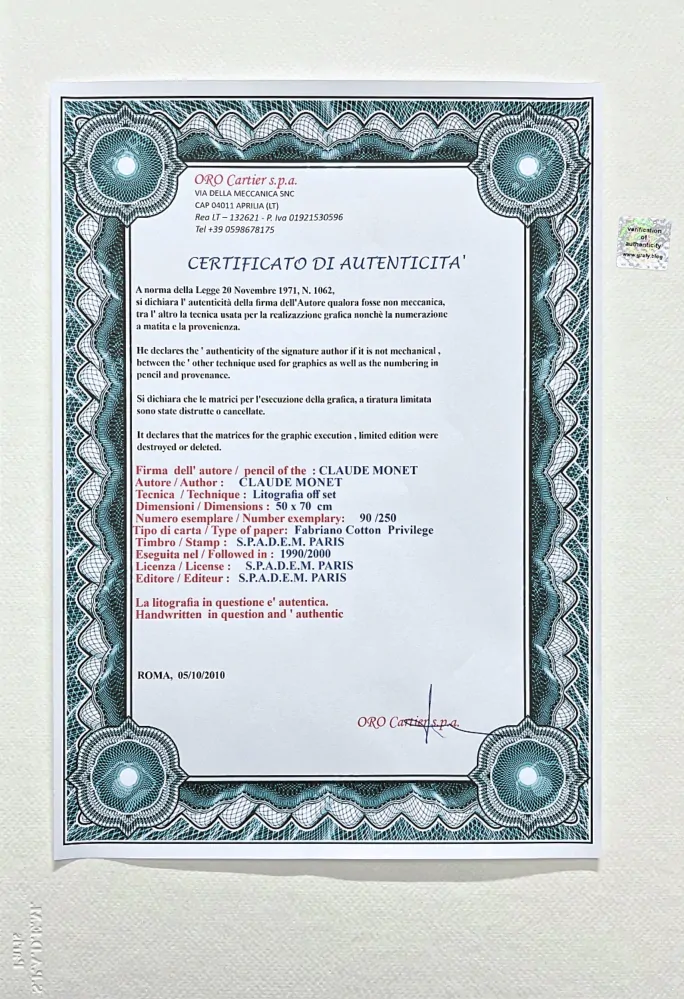 Claude Monet - La Grenouillère 90/250 - limitovaná edice s certifikátem, 70x50cm