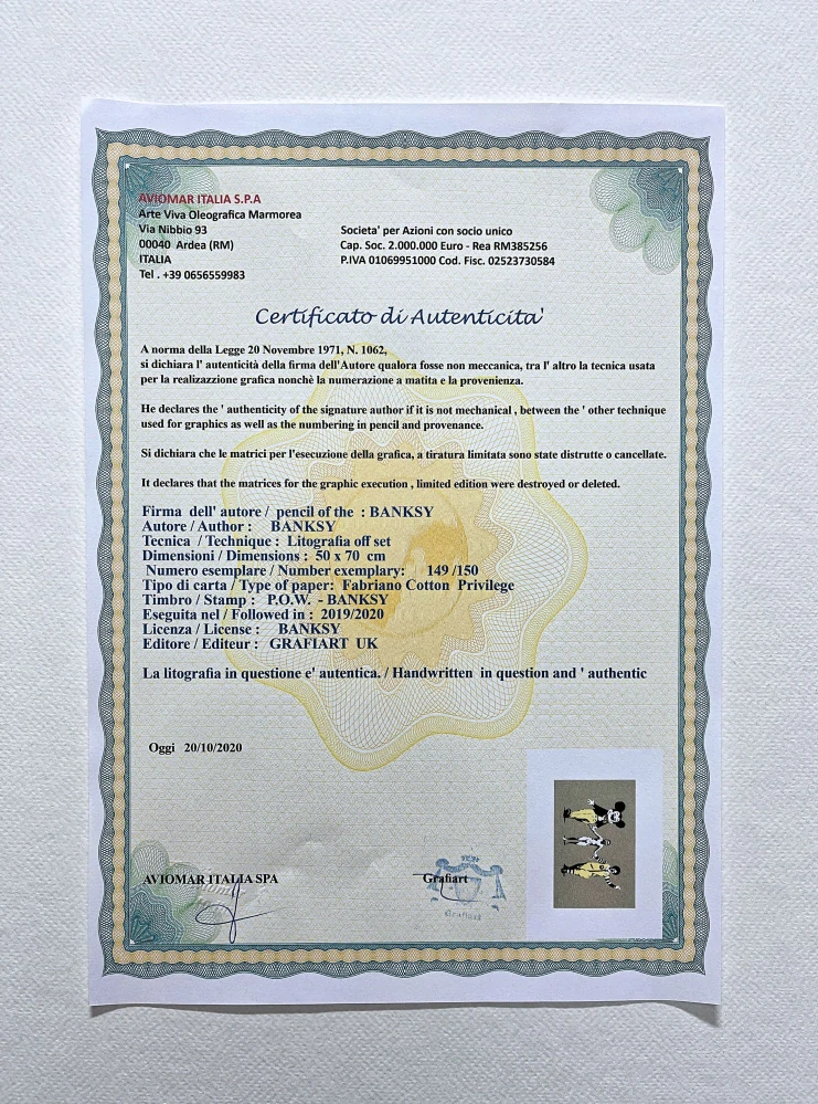 Banksy - Napalm x/150 - číslovaná edice s certifikátem, 70x50cm