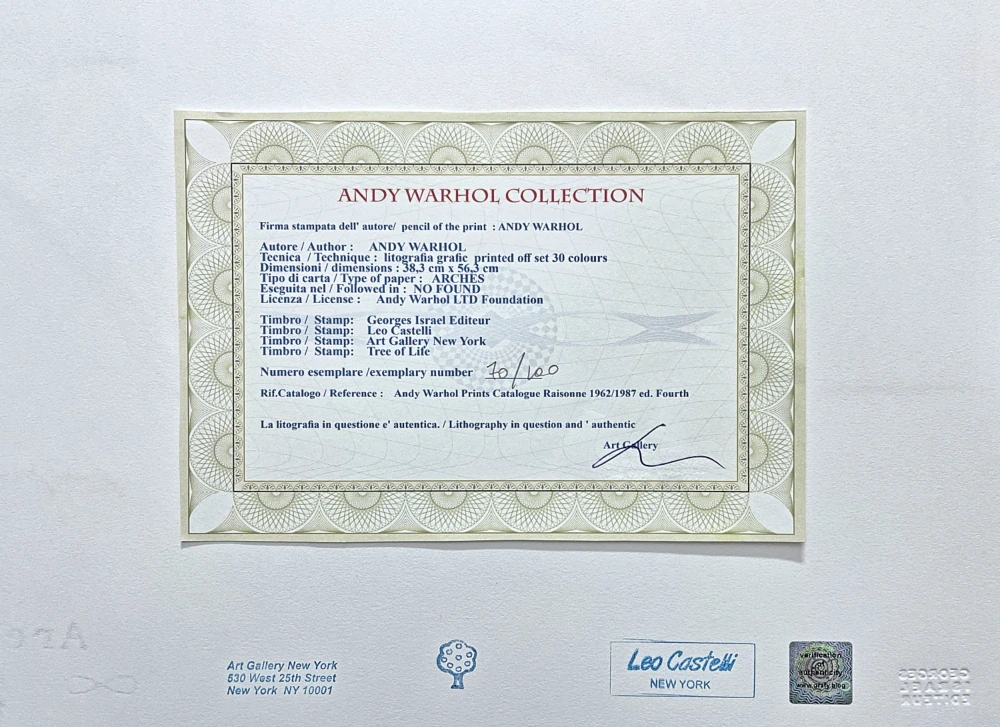 Andy Warhol - Queen Elizabeth II. modro hnědá 70/100 - edice Leo Castelli s certifikátem