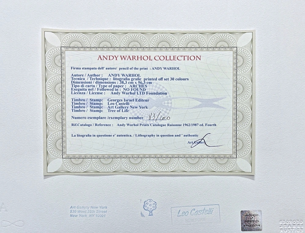Andy Warhol - Mick Jagger - profil v černé 83/100 - edice Leo Castelli s certifikátem