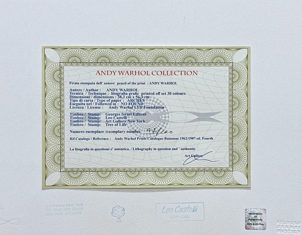 Andy Warhol - Cat Sam - tmavě modrý ležící 47/100 - edice Leo Castelli s certifikátem