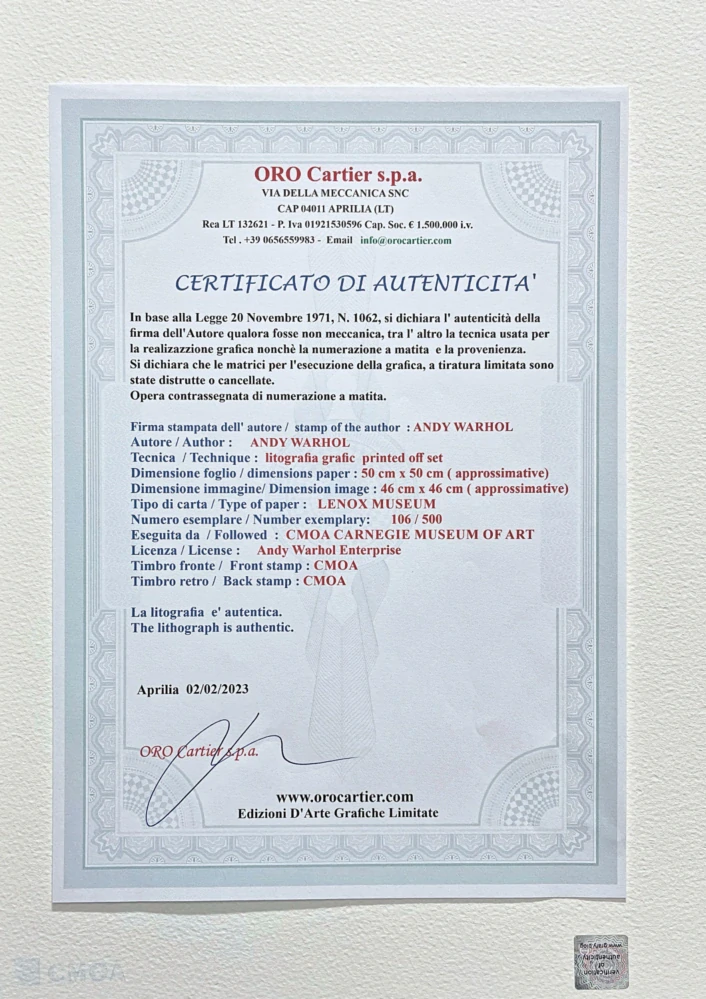 Andy Warhol - Moonwalk růžovo-modrý x/500 - signováno, 50x50cm, limitovaná edice CMOA s certifikátem