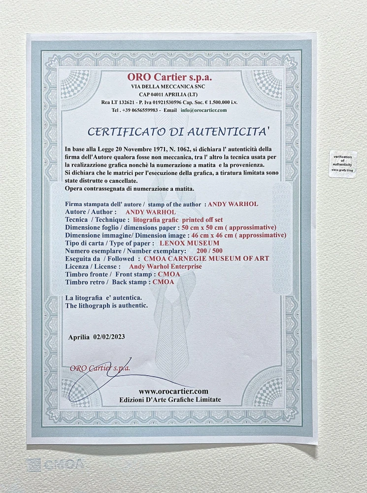 Andy Warhol - Alexander the Great tmavě fialový 200/500 - signováno, 50x50cm, limitovaná edice CMOA s certifikátem