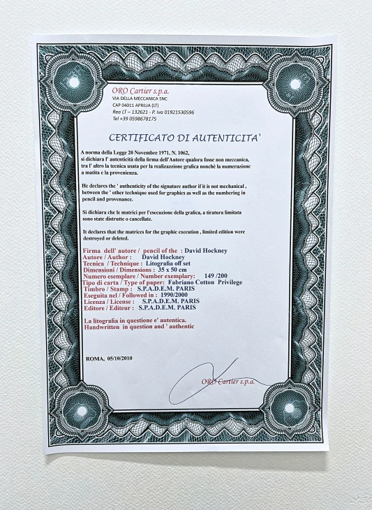 David Hockney -  Amaryllis in vase 149/200 - limitovaná edice, s certifikátem, 35x50 cm