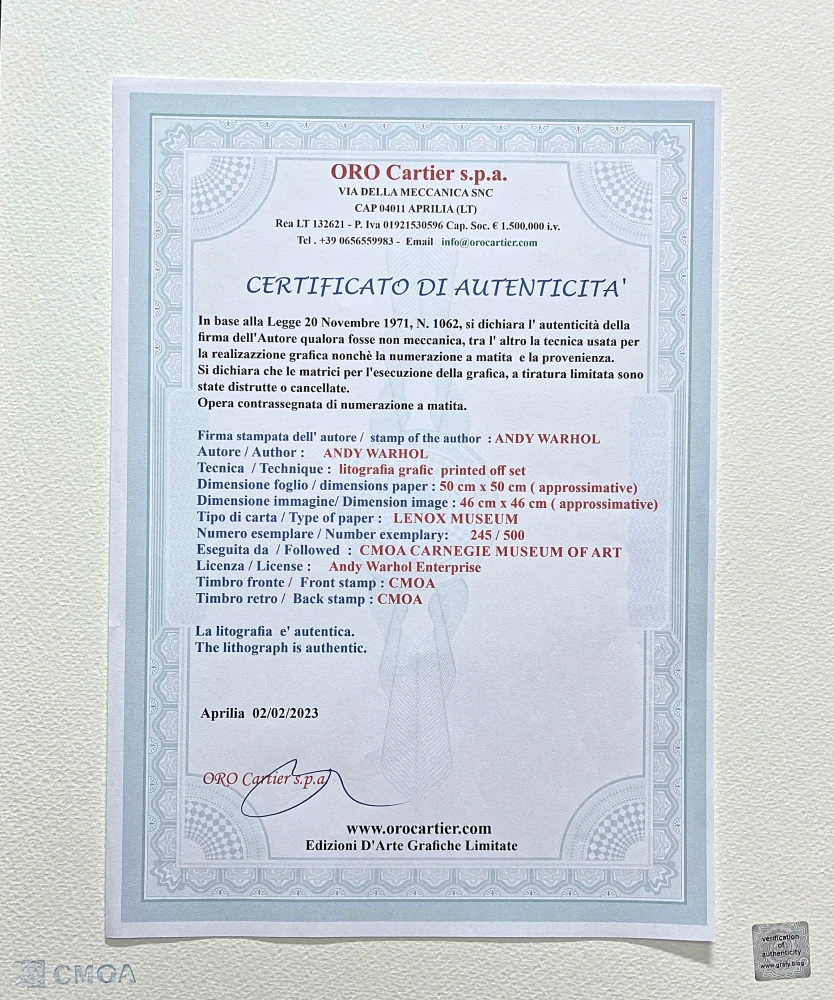 Andy Warhol - Apple červený 245/500 - signováno, 50x50cm, limitovaná edice CMOA s certifikátem