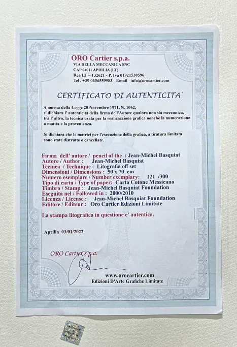 Jean-Michel Basquiat - Color head 121/300 - limitovaná edice, signováno, 50x70cm 