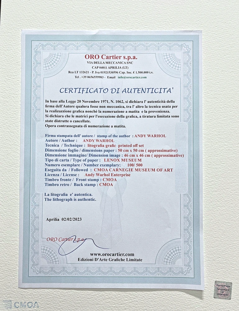 Andy Warhol - Chanel růžovo-modrý 100/500 - signováno, 50x50cm, limitovaná edice CMOA s certifikátem