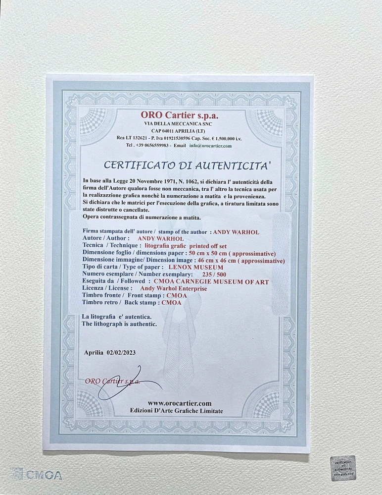 Andy Warhol - Moonwalk - zeleno-modrý x/500 - signováno, 50x50cm, limitovaná edice CMOA s certifikátem