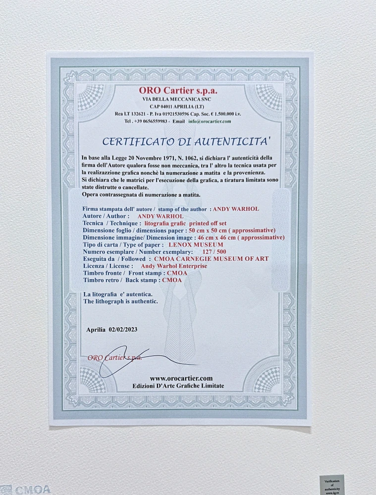 Andy Warhol - Bighorn ram růžovo-modrý 127/500 - signováno, 50x50cm, limitovaná edice CMOA s certifikátem