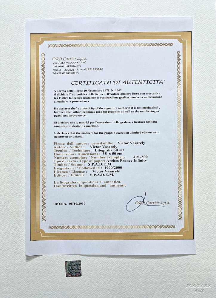 Victor Vasarely - Mindoro II - limitovaná edice s certifikátem