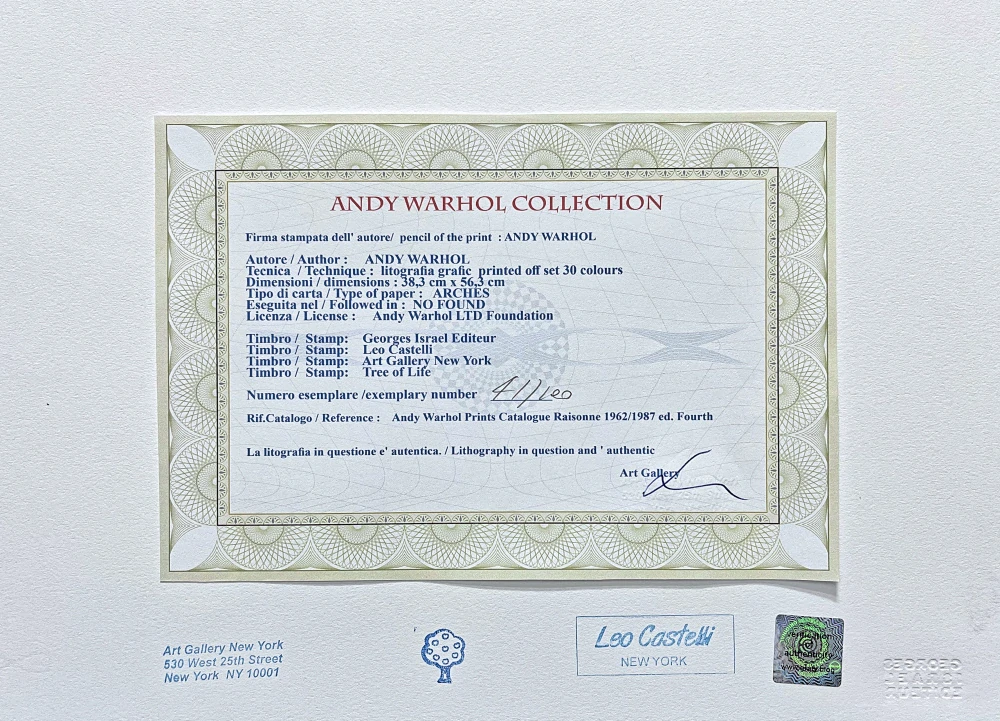 Andy Warhol - Campbell's Soup Vegetarian Vegetable 41/100 - edice Leo Castelli s certifikátem
