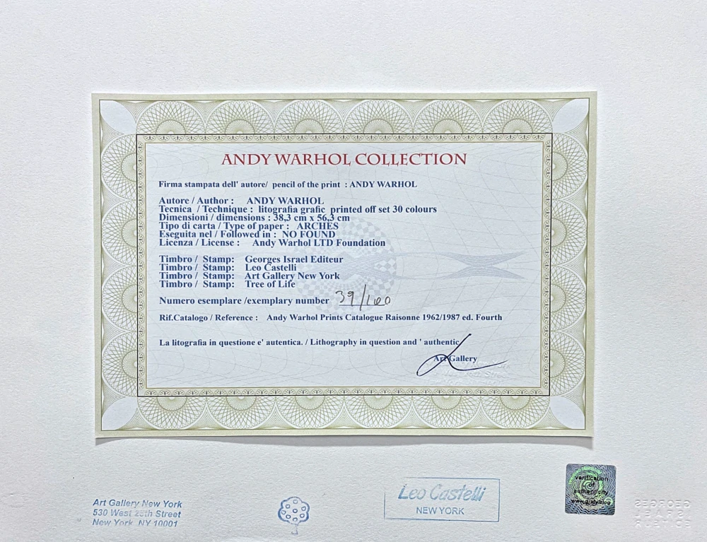 Andy Warhol - Mao Ce-tung kresba fialovy 27/100 - edice Leo Castelli s certifikátem