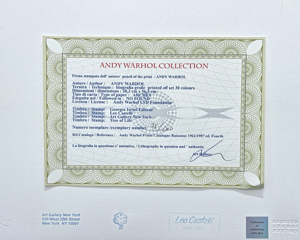 Andy Warhol - Skull na červeném pozadí 76/100 - edice Leo Castelli s certifikátem
