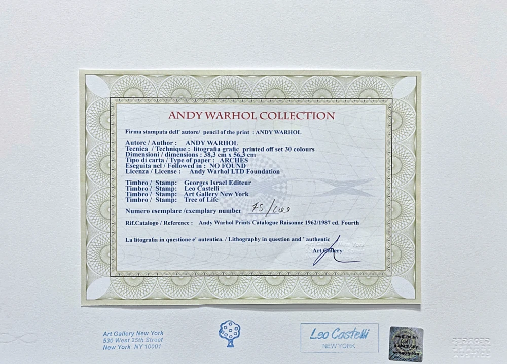 Andy Warhol - Skull na růžovém pozadí 45/100 - edice Leo Castelli s certifikátem