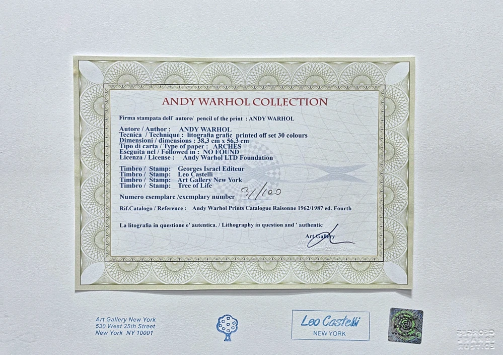 Andy Warhol - Alexander the Great tmavě růžový 31/100 - edice Leo Castelli s certifikátem