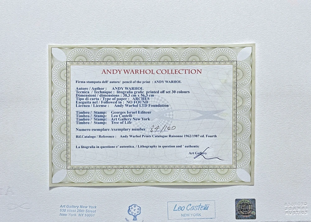Andy Warhol - Alexander the Great - modrý na černém pozadí 84/100 - edice Leo Castelli s certifikátem