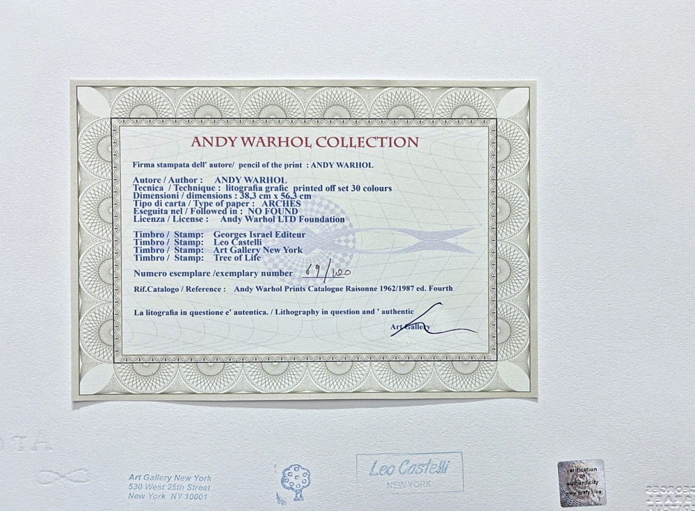 Andy Warhol - Sitting Bull červený x/100 - edice Leo Castelli s certifikátem