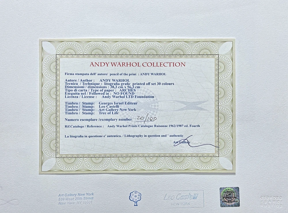 Andy Warhol - Diamont dust shoes modré 20/100 - edice Leo Castelli s certifikátem