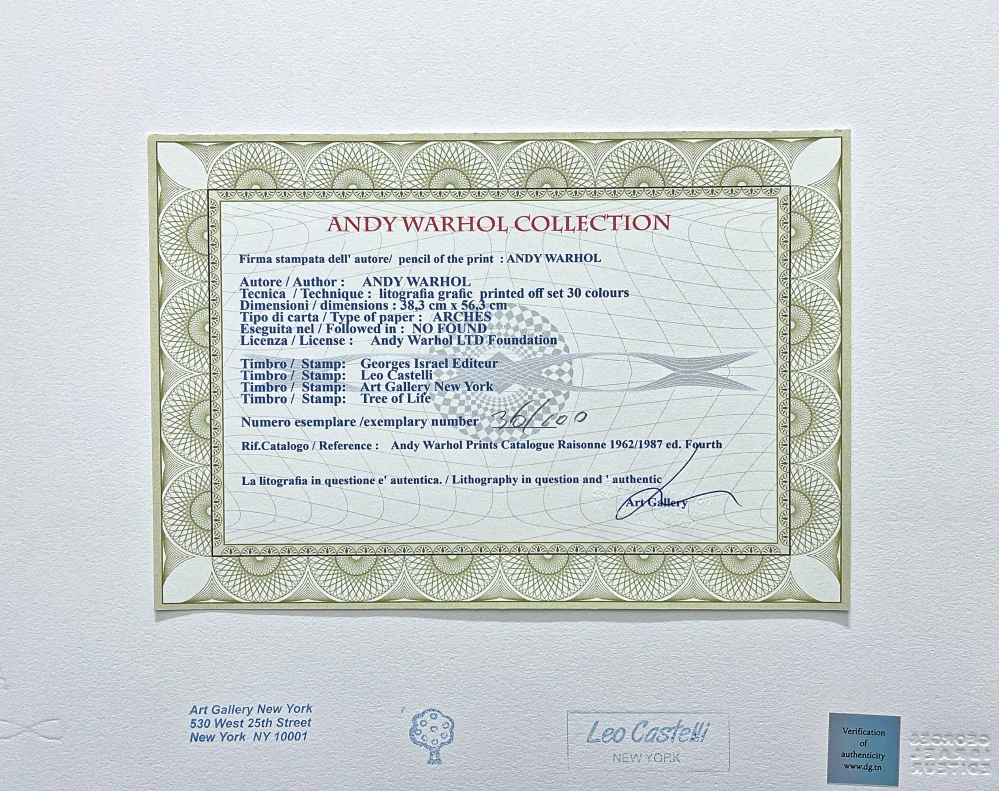 Andy Warhol - Panda Drummer modrý 36/100 - edice Leo Castelli s certifikátem