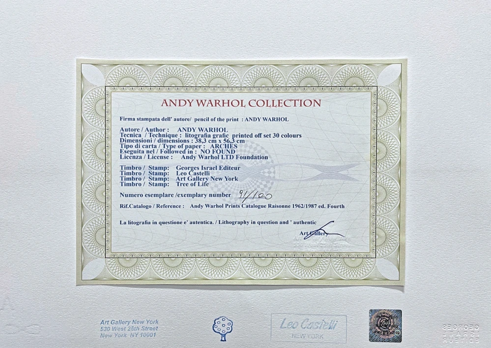 Andy Warhol - Chrysanthemum fialovo-béžová 91/100 - edice Leo Castelli s certifikátem