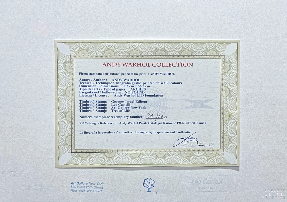 Andy Warhol - Green Pears 29/100 - edice Leo Castelli s certifikátem