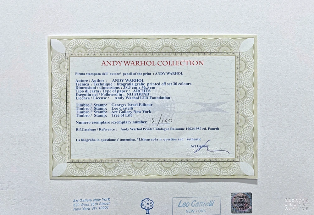 Andy Warhol - Committee kresba 5/100 - edice Leo Castelli s certifikátem