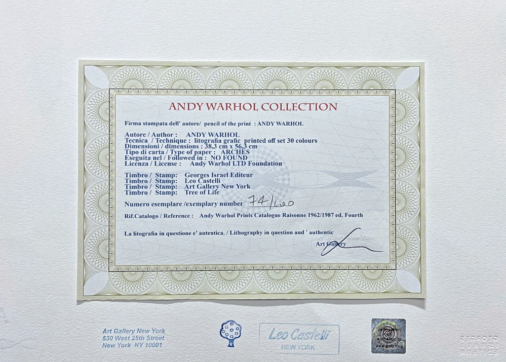 Andy Warhol - Love s oranžovou 74/100 - edice Leo Castelli s certifikátem