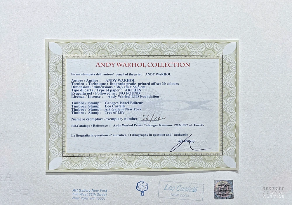 Andy Warhol - Love s modrou 56/100 - edice Leo Castelli s certifikátem