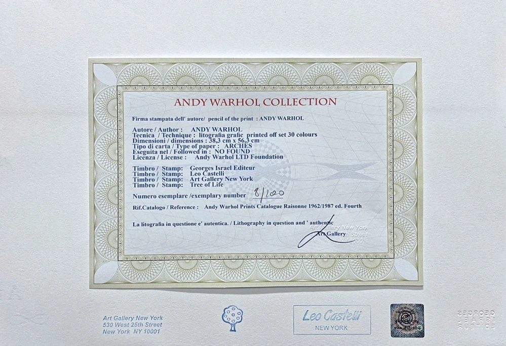 Andy Warhol - Arman 8/100 - edice Leo Castelli s certifikátem
