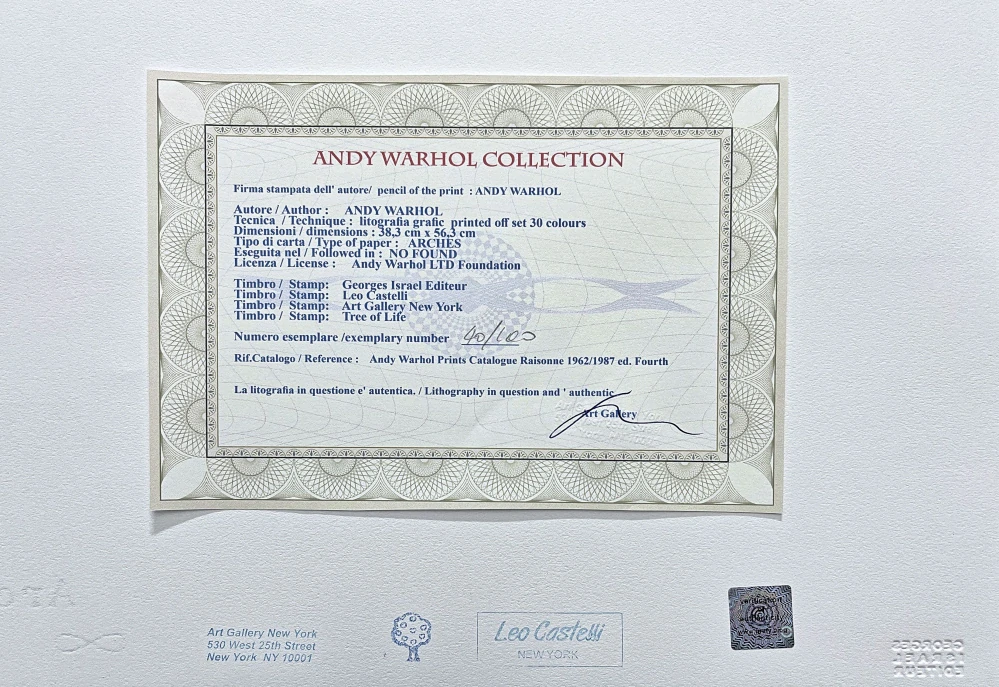 Andy Warhol - Giorgio Armani z boku 40/100 - edice Leo Castelli s certifikátem