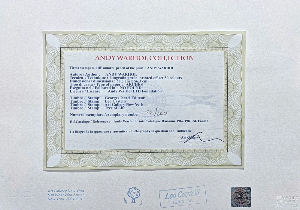 Andy Warhol - Marcia Weisman růžová 52/100 - edice Leo Castelli s certifikátem
