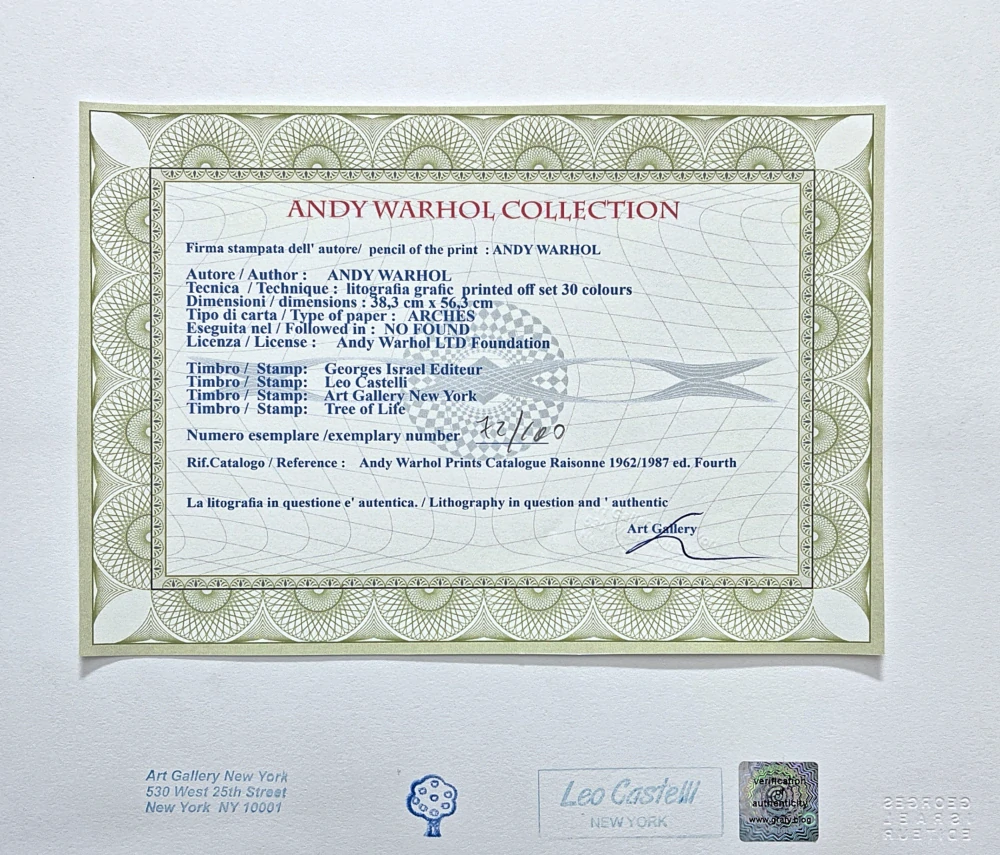 Andy Warhol - Judy Garland 72/100 - edice Leo Castelli s certifikátem