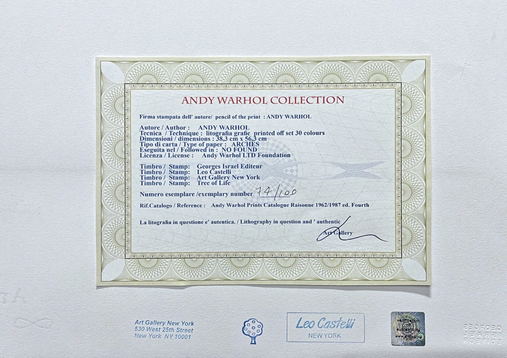 Andy Warhol - Sachiko 74/100 - edice Leo Castelli s certifikátem