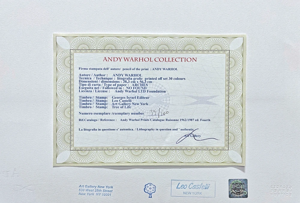 Andy Warhol - Sachiko z boku 33/100 - edice Leo Castelli s certifikátem