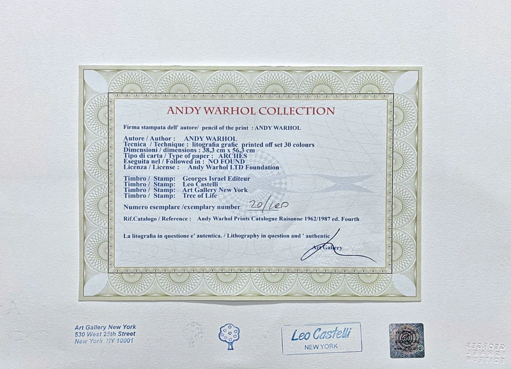Andy Warhol - Wilhelmina Ross modrá 20/100 - edice Leo Castelli s certifikátem