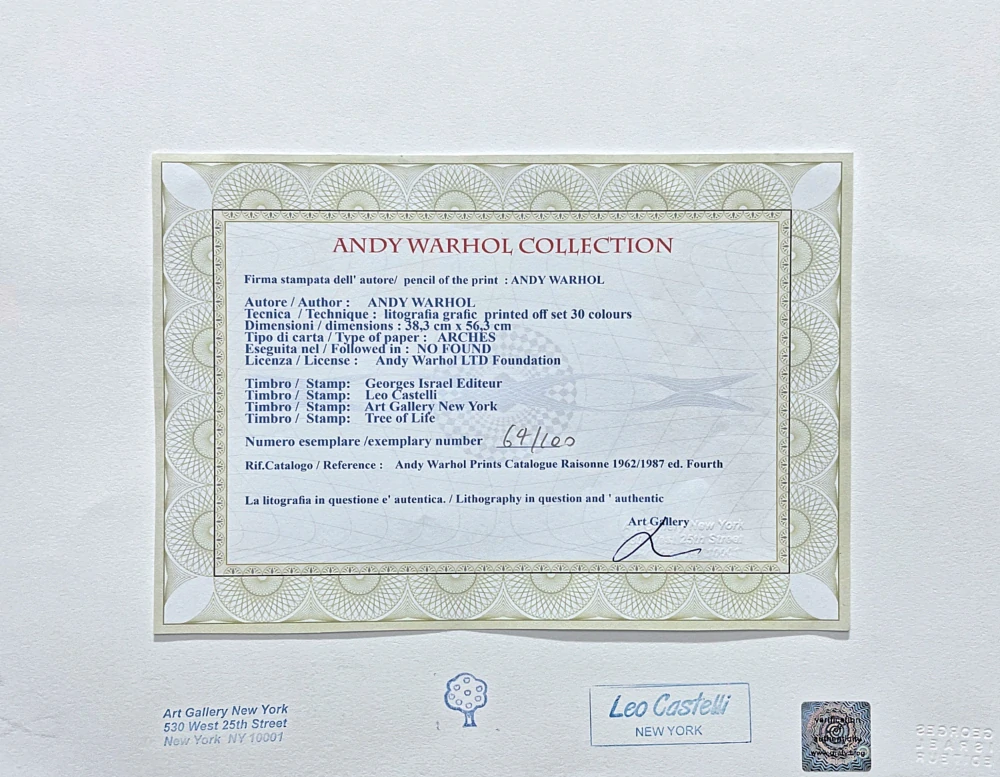 Andy Warhol - Holly Solomon 64/100 - edice Leo Castelli s certifikátem