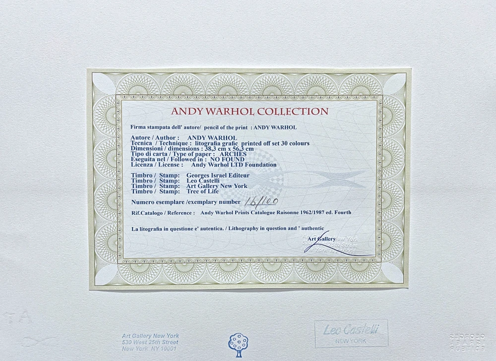 Andy Warhol - Martha Graham 16/100 - edice Leo Castelli s certifikátem
