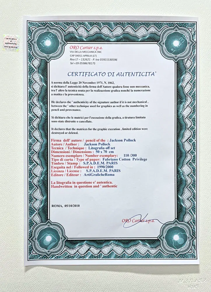 Jackson Pollock - Depresed figures 110/300 - signováno 50x70cm