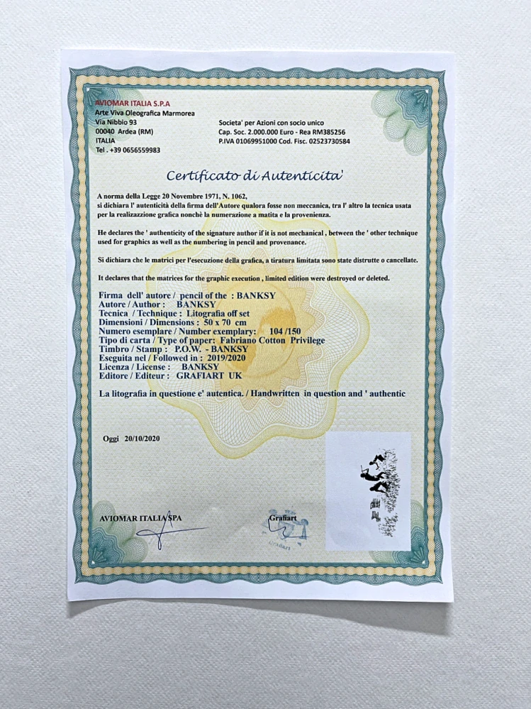 Banksy - Trolley hunters černo-bílé 104/150 - číslovaná edice s certifikátem, 70x50cm