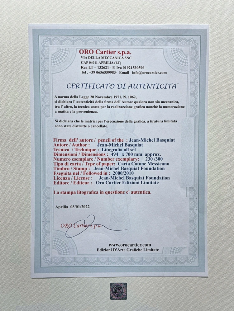 Jean-Michel Basquiat - Thundermaker 230/300 - limitovaná edice, signováno, 50x70cm 