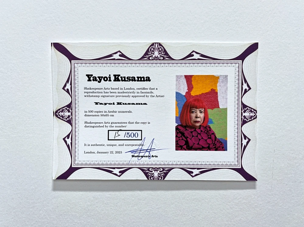 Yayoi Kusama - Pumpkin with red flowers x/500 - signováno, číslovaná edice, 50x65 cm
