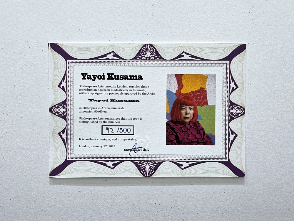 Yayoi Kusama - Coffee cup 92/500 - signováno, číslovaná edice, 50x65 cm