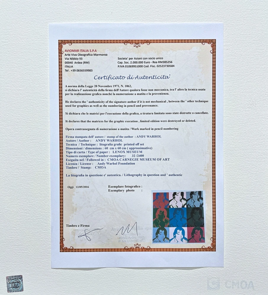 Andy Warhol - Arnold Schwarzenegger x/2400 - 60x60 cm, limitovaná edice CMOA s certifikátem